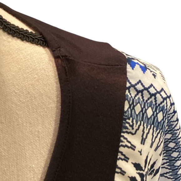 Be Vocal Rhinestone Cross Flutter Sleeve Mixed Print Tunic Top Medium USA Fairy - Picture 7 of 11